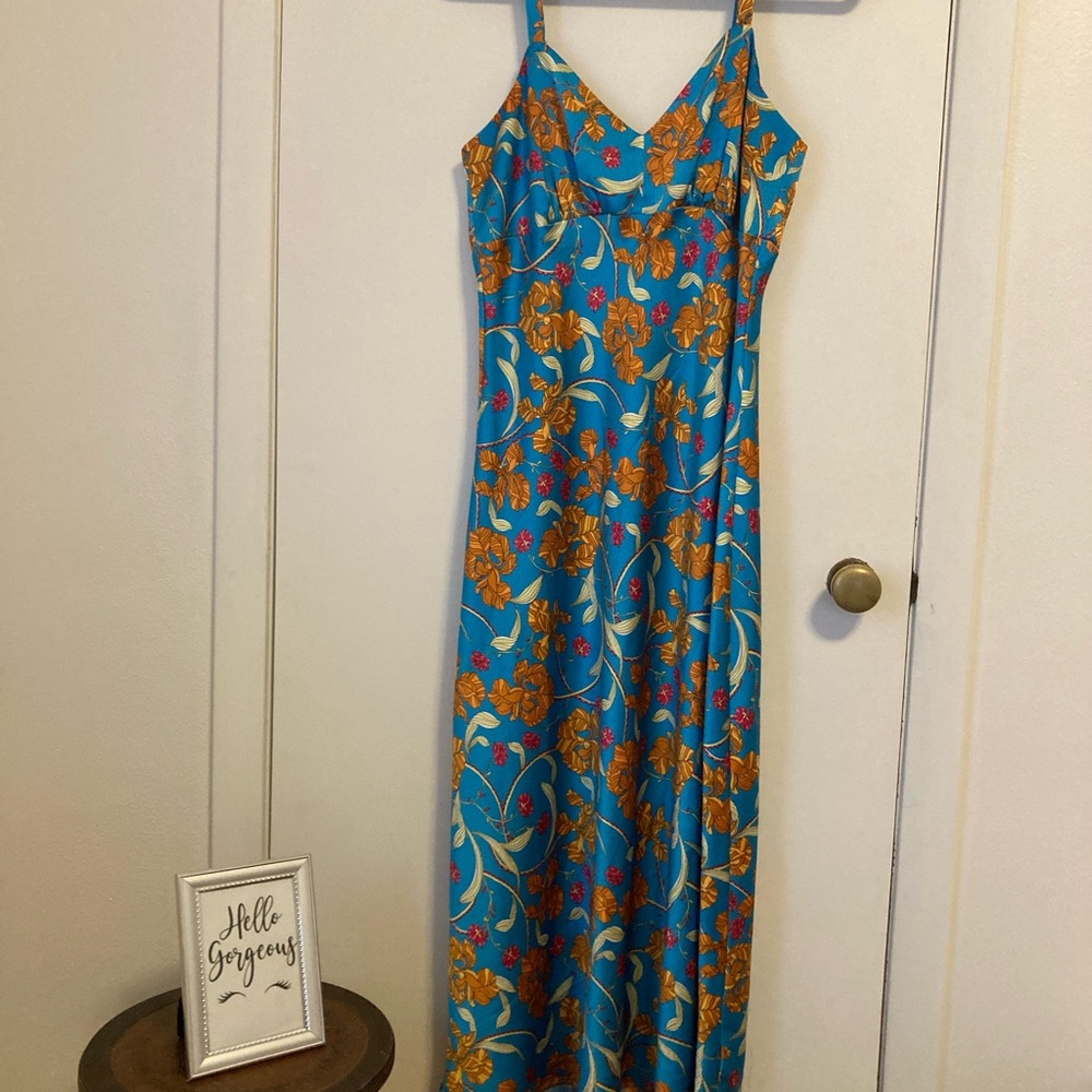 Sofia by Sofia Vergara Floral Maxi Dress in Blue and Orange